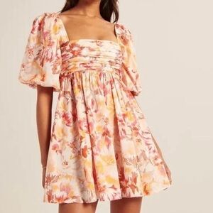 Abercrombie & Fitch Emerson Poplin Puff Sleeve Mini Dress